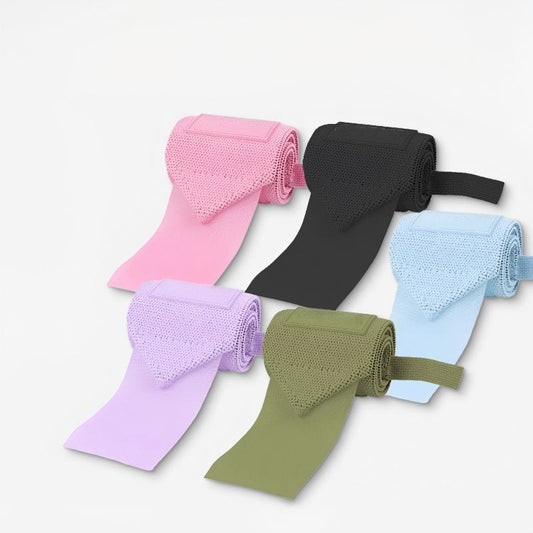 60cm long polyester-cotton wrist wraps with rubber label, strong compression and adjustable support for weightlifting, gym training.For custom orders, please contact us.