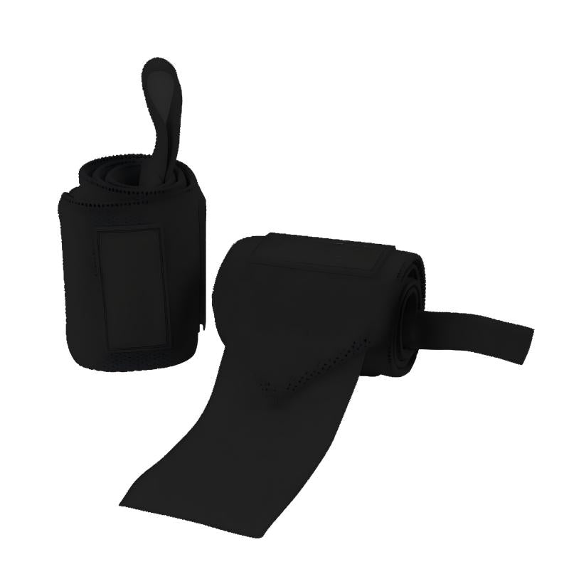 60cm long polyester-cotton wrist wraps with rubber label, strong compression and adjustable support for weightlifting, gym training.For custom orders, please contact us.