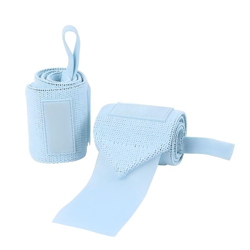 60cm long polyester-cotton wrist wraps with rubber label, strong compression and adjustable support for weightlifting, gym training.For custom orders, please contact us.