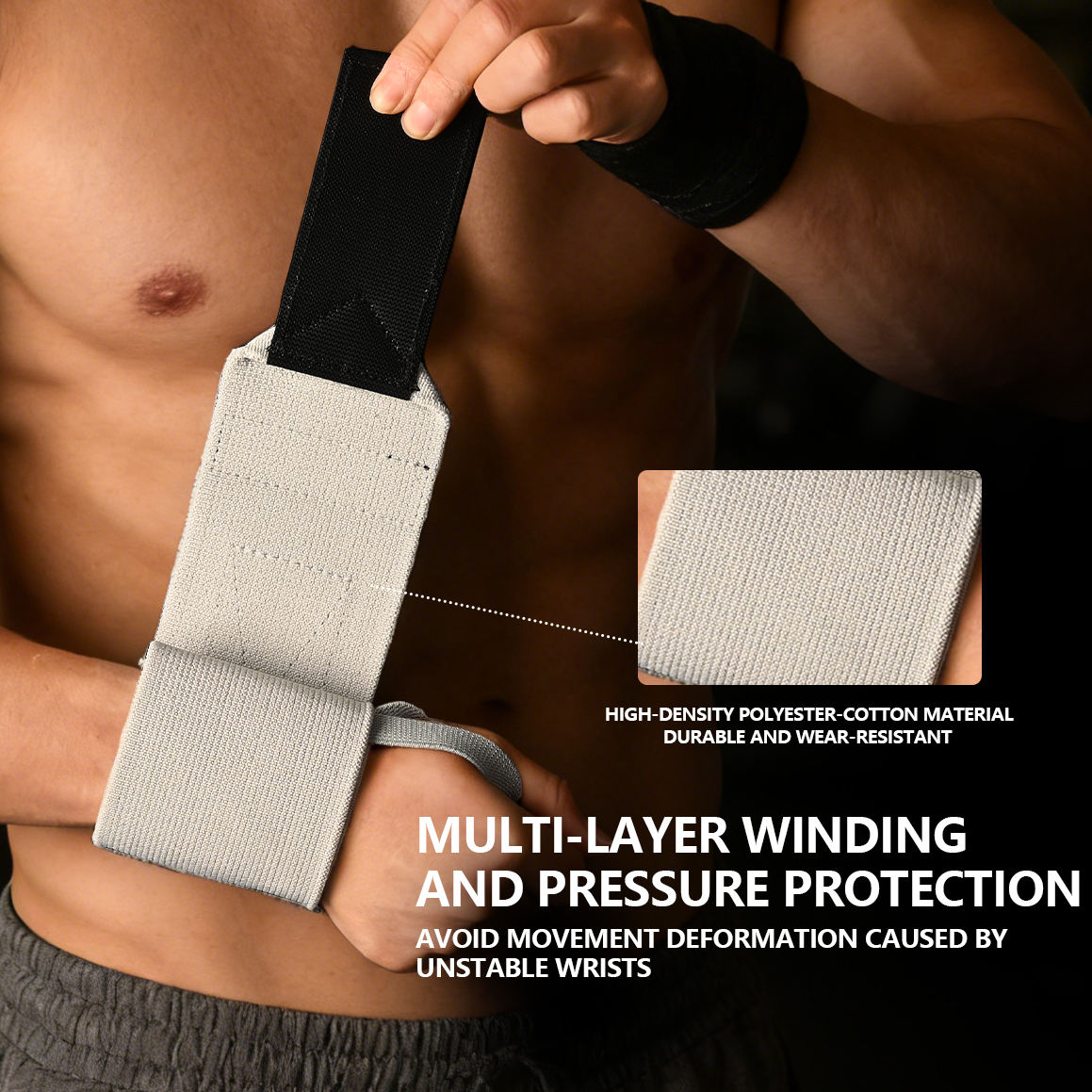 Custom Heavy Duty Wrist Wraps | Thickened Powerlifting Gym Wrist Straps for B2B Bulk Orders